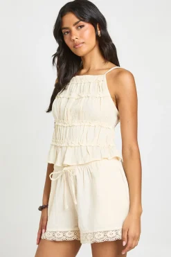 boohoo Short En Étamine De Coton Avec Bordure Au Crochet<Femme Looks Preppy|Shorts