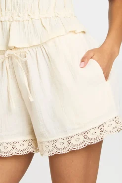 boohoo Short En Étamine De Coton Avec Bordure Au Crochet<Femme Looks Preppy|Shorts