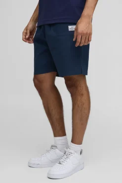 Short en Toile Canvas Décontracté à Taille Élastique avec Patte Tissée