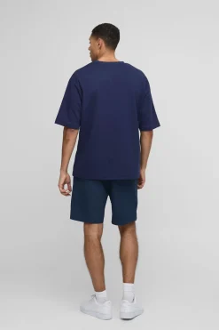 Short en Toile Canvas Décontracté à Taille Élastique avec Patte Tissée