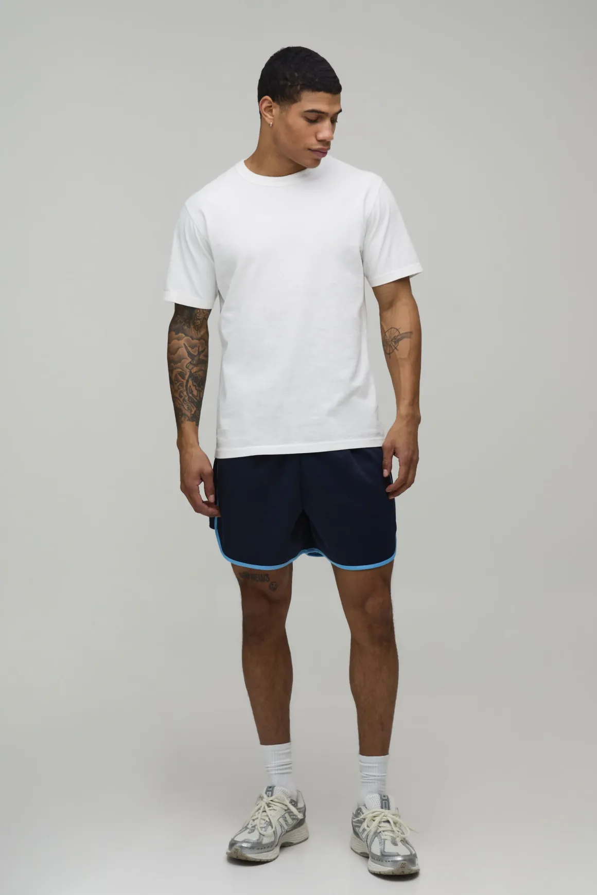 Short En Tricot Coupe Ajustée Racer Avec Détail Passepoil