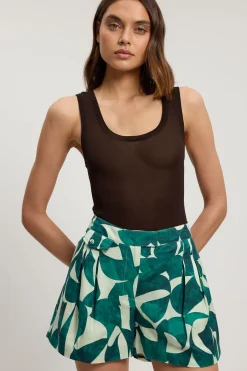 KarenMillen Short En Viscose Lin À Imprimé Géométrique Avec Détail De Poches Tissées<Femme Shorts|Ensembles