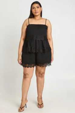 Short Fluide En Mousseline Grande Taille Avec Ourlet En Dentelle