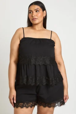 Short Fluide En Mousseline Grande Taille Avec Ourlet En Dentelle