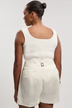 KarenMillen Short grande taille en viscose et lin tissé avec détails poches<Femme Shorts|Tenues De Plage