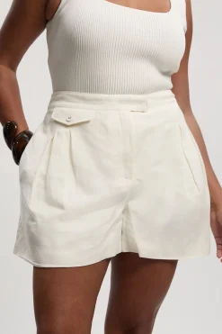 KarenMillen Short grande taille en viscose et lin tissé avec détails poches<Femme Shorts|Tenues De Plage