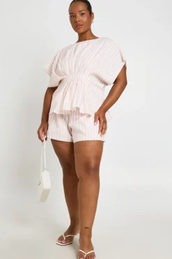 boohoo Short Grande Taille À Rayures<Femme Shorts
