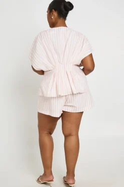 boohoo Short Grande Taille À Rayures<Femme Shorts