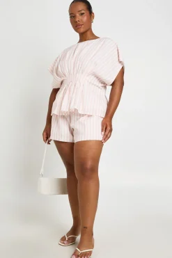 boohoo Short Grande Taille À Rayures<Femme Shorts