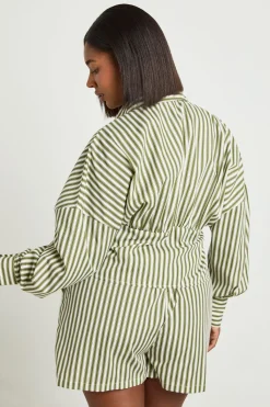 boohoo Short Grande Taille À Rayures Avec Cordon De Serrage<Femme Shorts