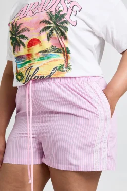Short Grande Taille À Taille Coulissée Avec Détails Contrastés