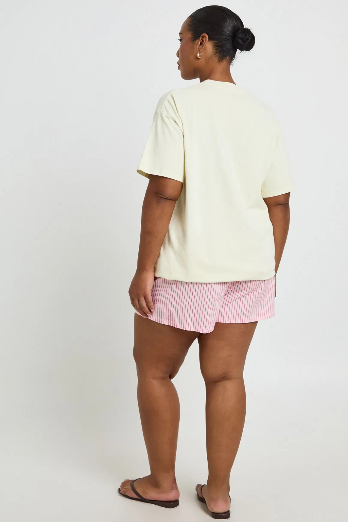 Short Grande Taille À Taille Élastiquée Et Rayures