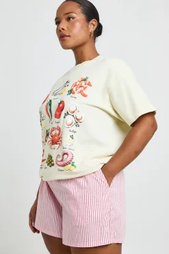 Short Grande Taille À Taille Élastiquée Et Rayures
