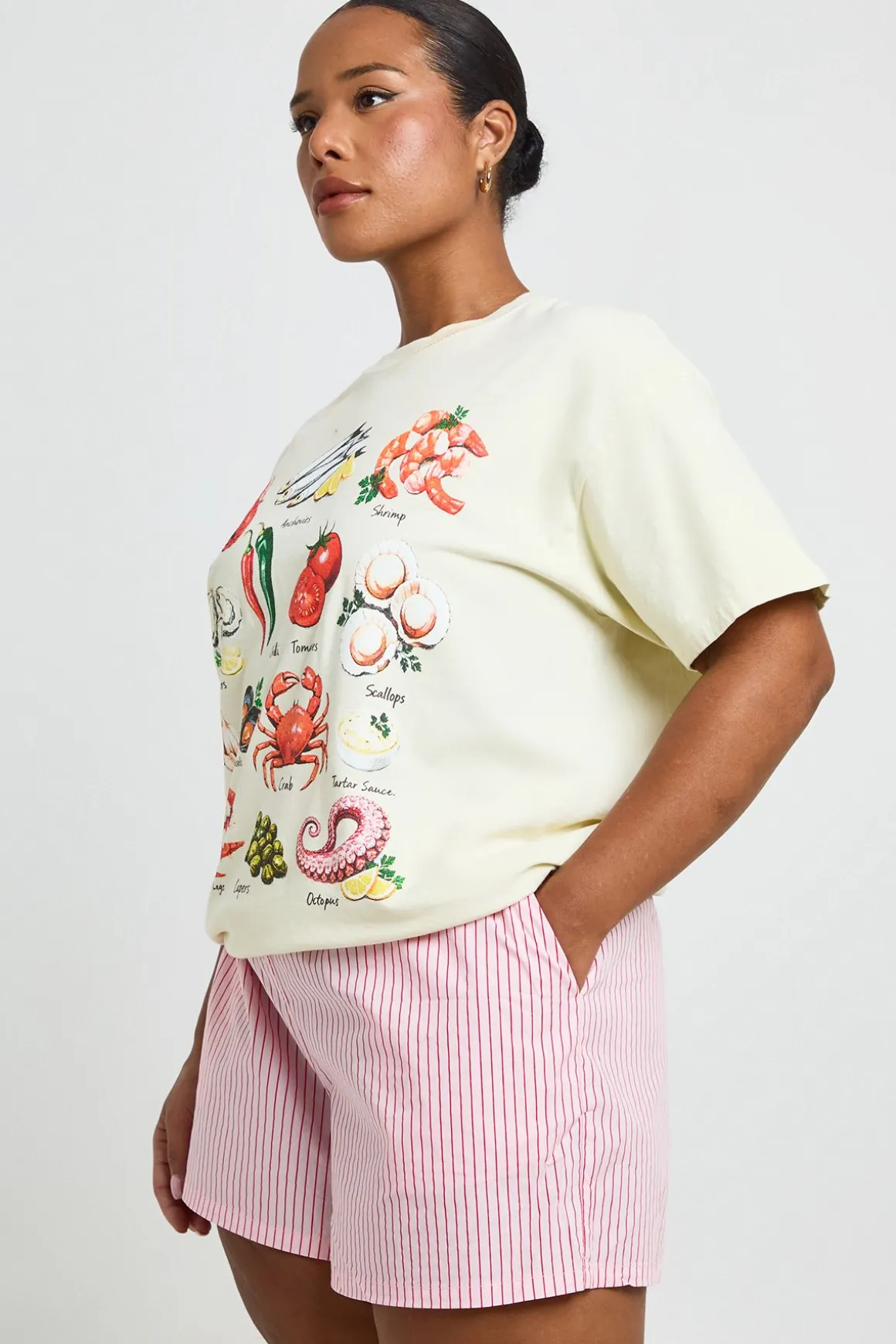 Short Grande Taille À Taille Élastiquée Et Rayures