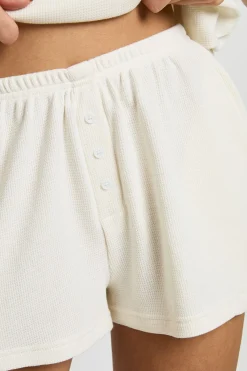 boohoo Short Henley En Tissu Gaufré<Femme Shorts