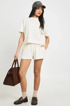 boohoo Short Henley En Tissu Gaufré<Femme Shorts