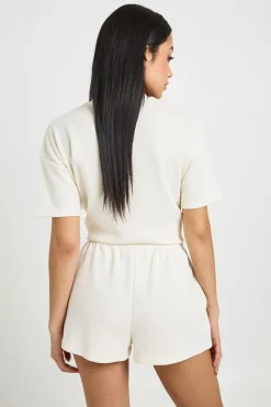 boohoo Short Henley En Tissu Gaufré<Femme Shorts