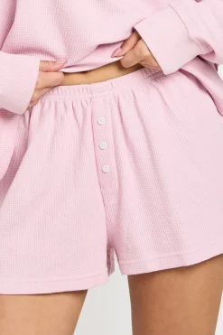 boohoo Short Henley En Tissu Gaufré<Femme Shorts