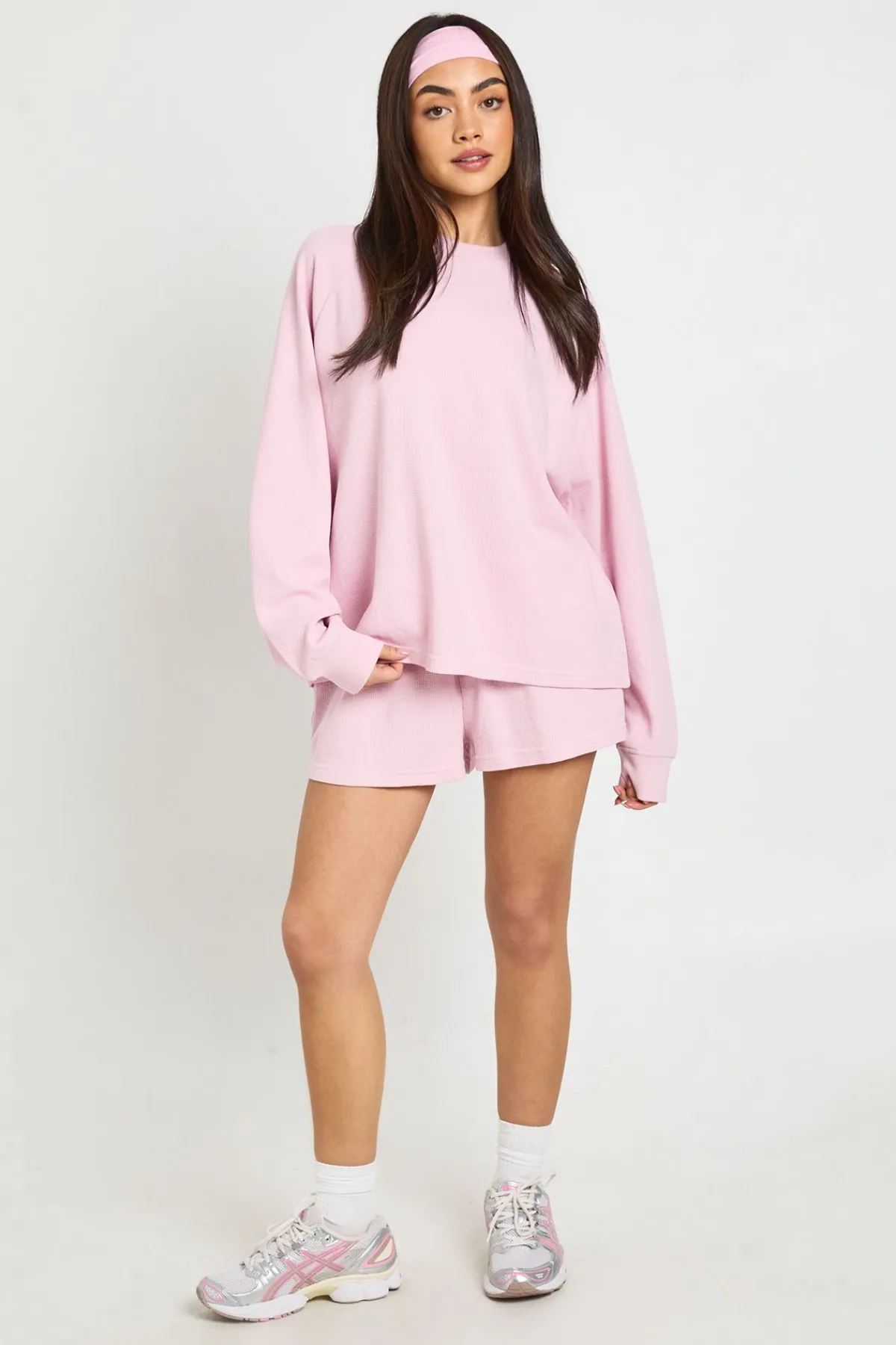 boohoo Short Henley En Tissu Gaufré<Femme Shorts