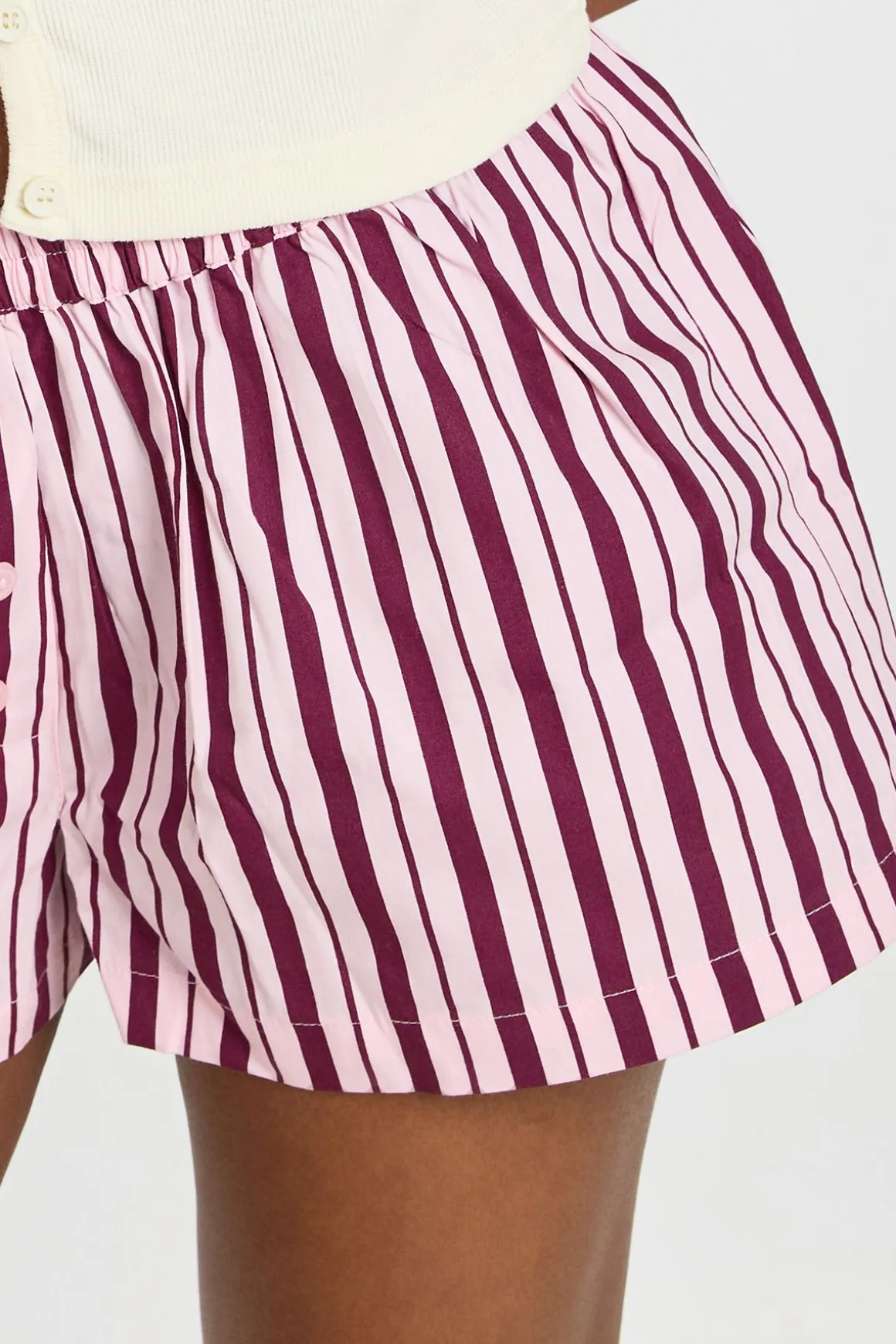 Short Henley À Rayures En Popeline