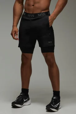 boohooMAN Short Homme Actif Gym 5inch 2-en-1 Coupe Régulière<Homme Shorts|Shorts