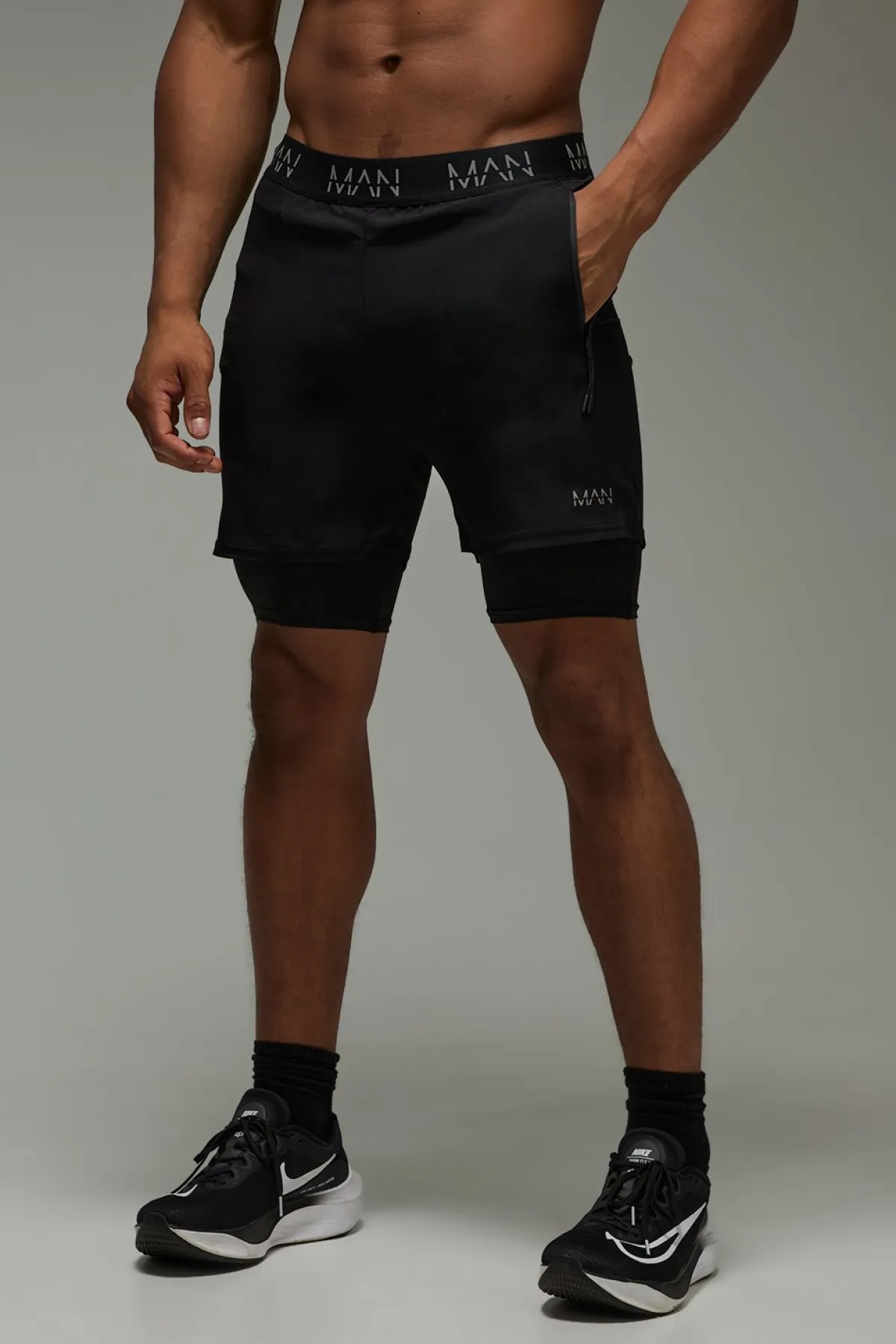 boohooMAN Short Homme Actif Gym 5inch 2-en-1 Coupe Régulière<Homme Shorts|Shorts