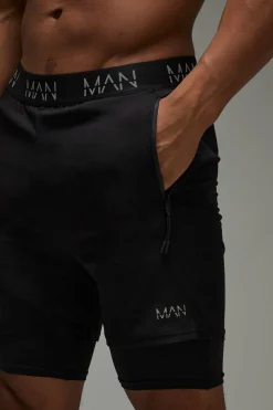 boohooMAN Short Homme Actif Gym 5inch 2-en-1 Coupe Régulière<Homme Shorts|Shorts