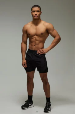 boohooMAN Short Homme Active Extreme Split 3 pouces 2-en-1 Regular Fit<Homme Tout Afficher|Shorts
