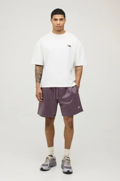 boohooMAN Short Homme Rayé Coupe Regular Avec Inscription<Homme Shorts