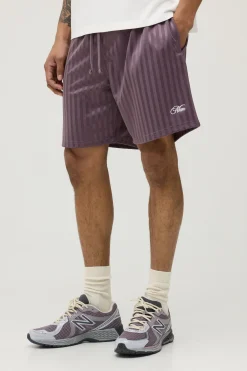 boohooMAN Short Homme Rayé Coupe Regular Avec Inscription<Homme Shorts
