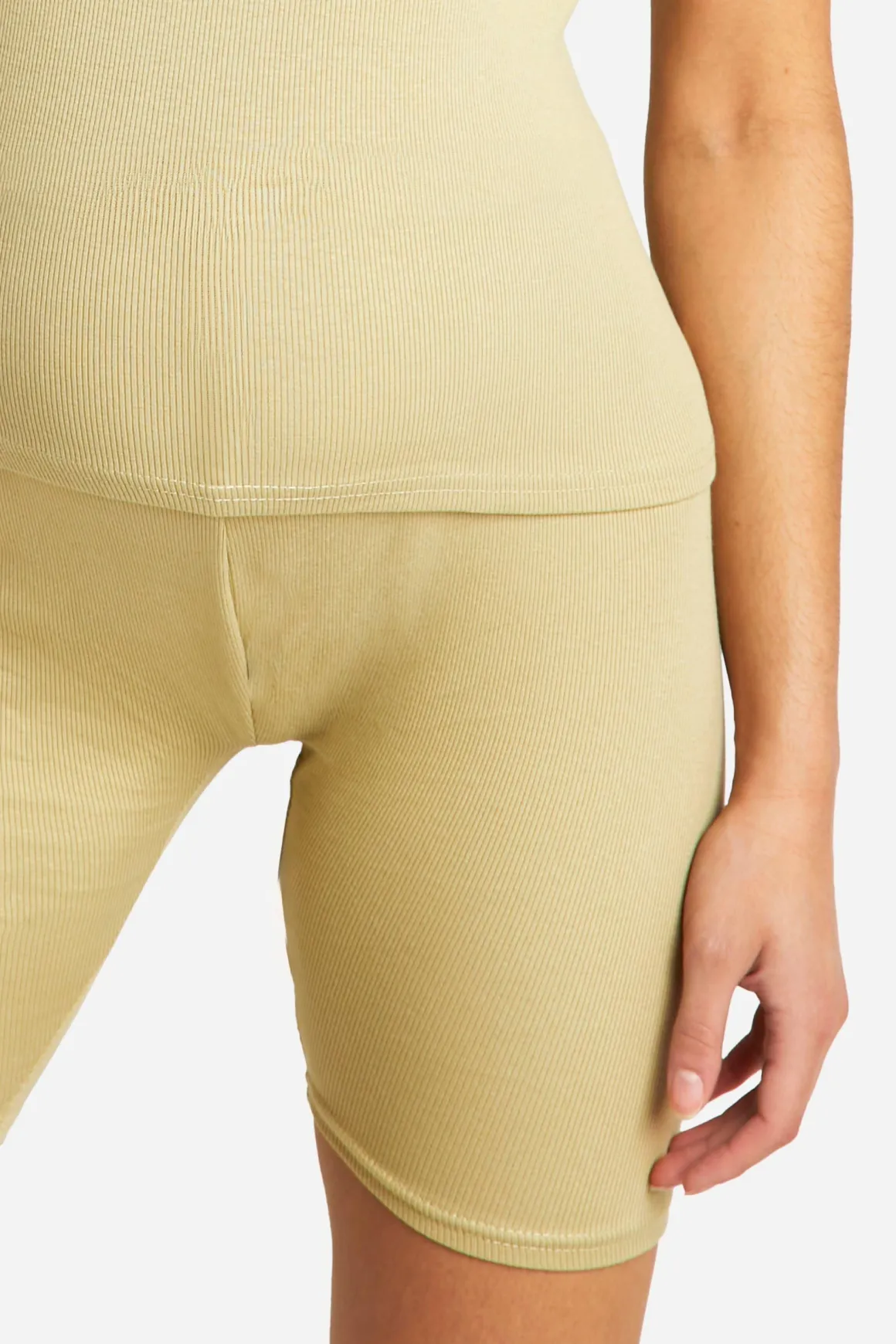 Shorties de cyclisme de maternité à côtes et taille haute