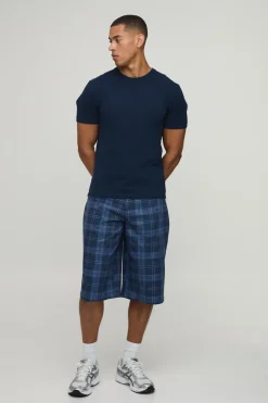 Short Long Baggy À Carreaux En Sergé