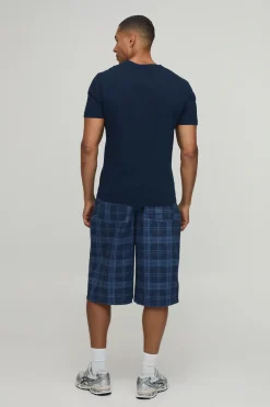 Short Long Baggy À Carreaux En Sergé