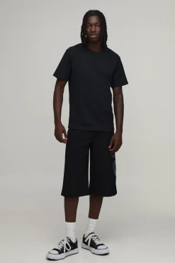boohooMAN Short Long Décontracté Avec Synthétique En Strass<Homme Shorts|Tout Afficher
