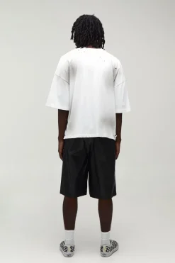 Short Long Décontracté En Synthétiquecuir Lavé