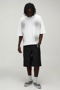 Short Long Décontracté En Synthétiquecuir Lavé