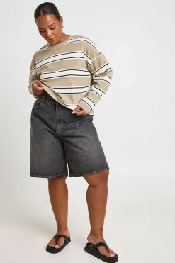boohoo Short Long En Jean Taille Mi-haute Grande Taille<Femme Denim|Shorts