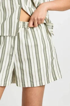 Short Long En Lin Premium À Rayures