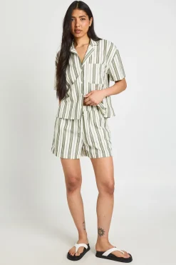 Short Long En Lin Premium À Rayures