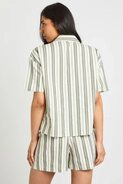 Short Long En Lin Premium À Rayures