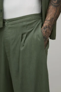 Short Long Mi-taille Mi-taille Décontracté Coupe Longue Mélange De Lin Pour Homme Grand