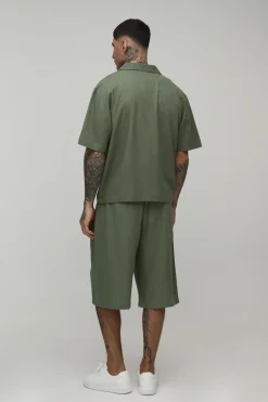 Short Long Mi-taille Mi-taille Décontracté Coupe Longue Mélange De Lin Pour Homme Grand