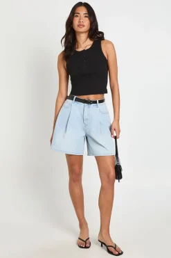 Short Long Plissé Avec Ceinture
