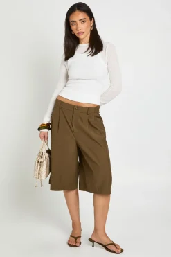 Short Long Plissé Style Boxer À Coupe Ajustée