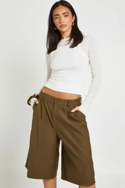 Short Long Plissé Style Boxer À Coupe Ajustée