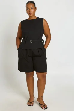 boohoo Short Long Tailleur À Détail Taille Et Plis Devant Grande Taille<Femme Tailleurs|Shorts