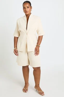 boohoo Short Long Tailleur En Lin Grande Taille<Femme Tailleurs|Shorts