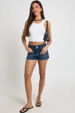 Short Micro En Denim Taille Basse