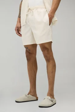 Short Mi-long En Mélange De Lin Coupe Décontractée
