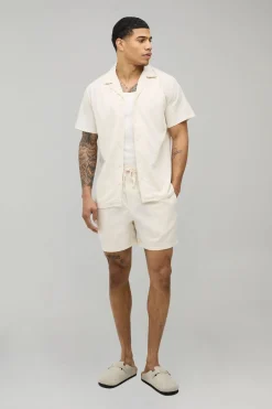 Short Mi-long En Mélange De Lin Coupe Décontractée